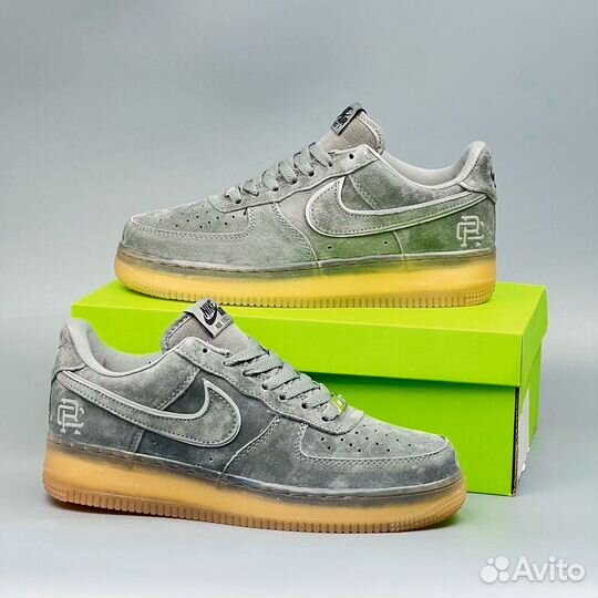 Кроссовки Nike Air force 1 Grey замшевые