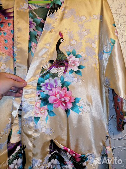 Халат желтый, Шелк