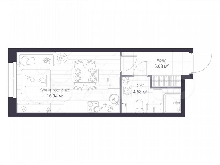 Квартира-студия, 26 м², 2/11 эт.