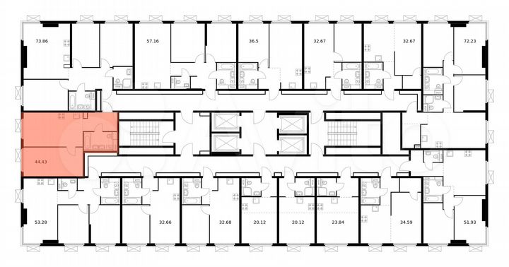 1-к. квартира, 44,4 м², 20/33 эт.