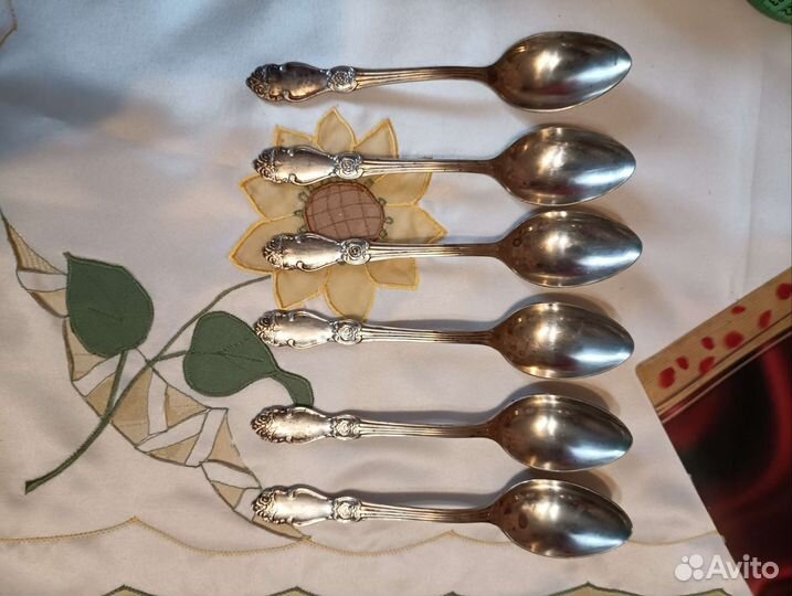 Ложки десертные мельхиоровые Серебряная роза