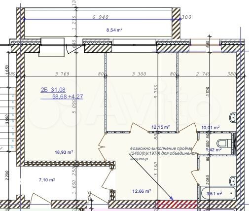 2-к. квартира, 63 м², 5/6 эт.