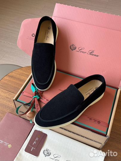 Лоферы мужские Loro Piana натуральная замша чёрные