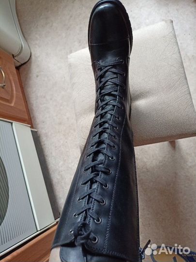 Сапоги со шнуровкой нат кожа