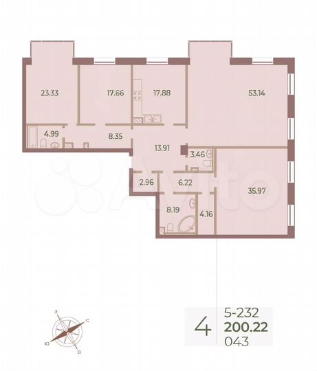 4-к. квартира, 201,4 м², 3/9 эт.