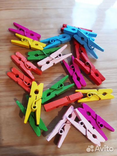 Прищепки декоративные цветные 7 цв. 25 мм 21 шт