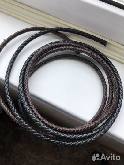 Шнурок кожаный чёрный и коричневый 1 метр