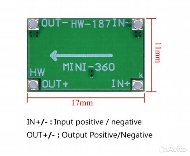 Сверхминиатюрный стабилизатор mini360: 1-17В до 3A