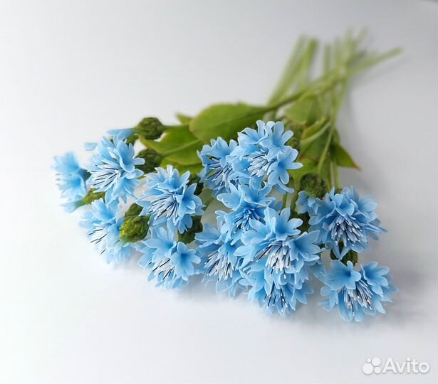 Васильки из полимерной глины, холодный фарфор