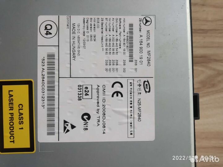 Штатная автомагнитола Mercedes Benz