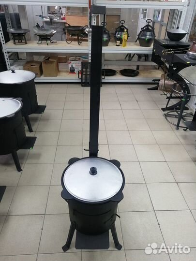Казан 10л+печь с трубой и дверцей