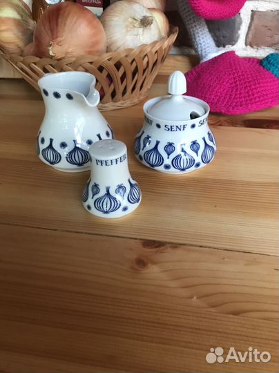 Набор для специй синий лук, луковый узор