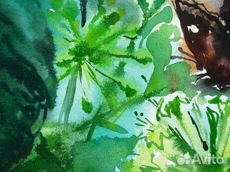 Картина бабочка акварелью