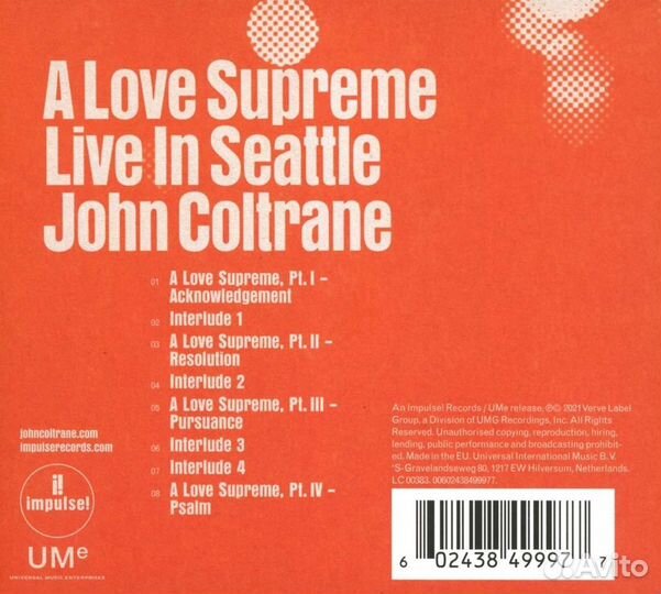 John Coltrane (1926-1967) - A Love Supreme: Live In Seattle (1 CD)