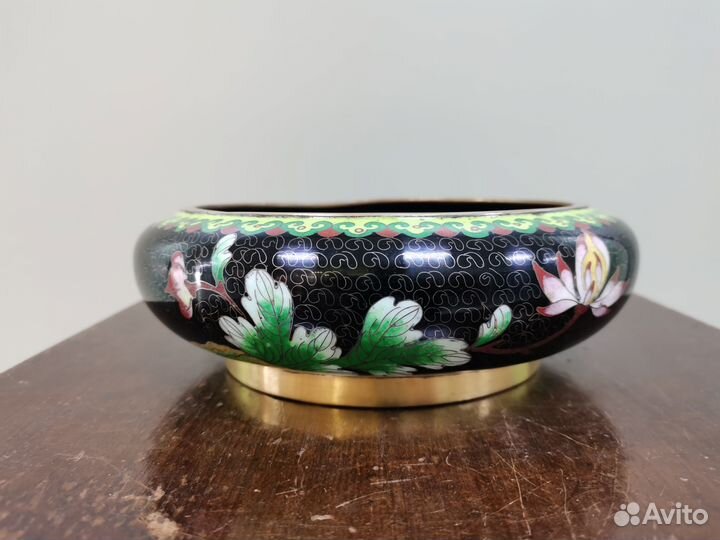Ваза чаша клуазоне Китай Япония 1950 год эмаль