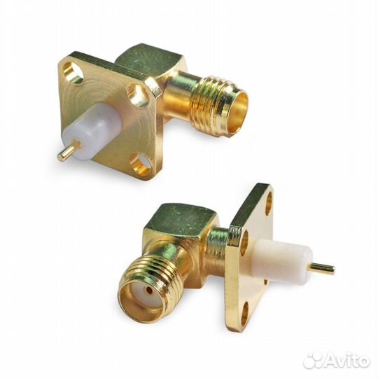 Разъем SMA(female) на корпус, фланец, 4 отв. диам