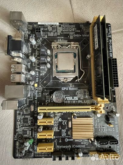 Комплект:asus H81M-plus + Intel Core i3-4160 +16гб