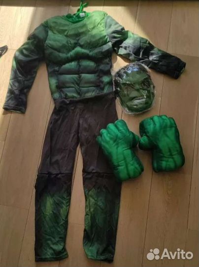 Костюм Халка детский с кулаками, новый