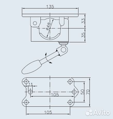 Хомут опорного колеса прицепа D48, с откидной ру
