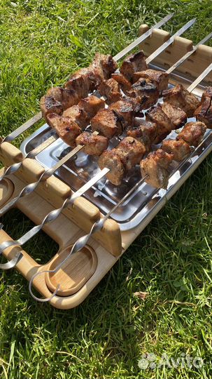 Поднос для подачи готового шашлыка (берёза)