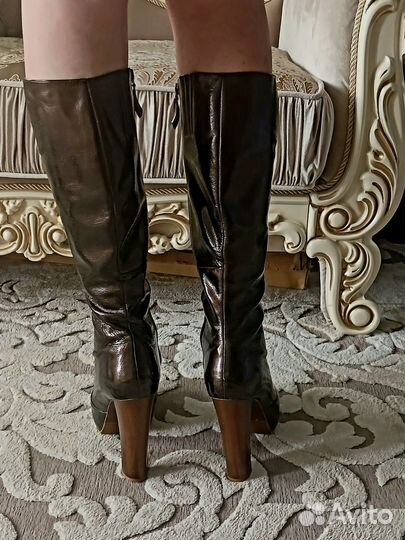 Сапоги натуральный лак