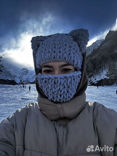 Балаклава вязаная с ушками