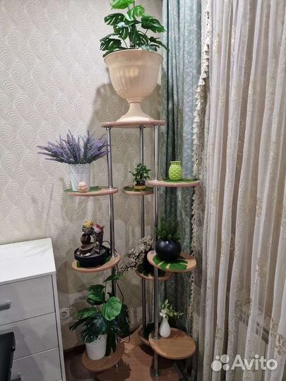 Подставка для цветов напольная деревянная