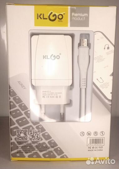 Зарядное уст-во USB+кабель microusb klgo KC-2A (2