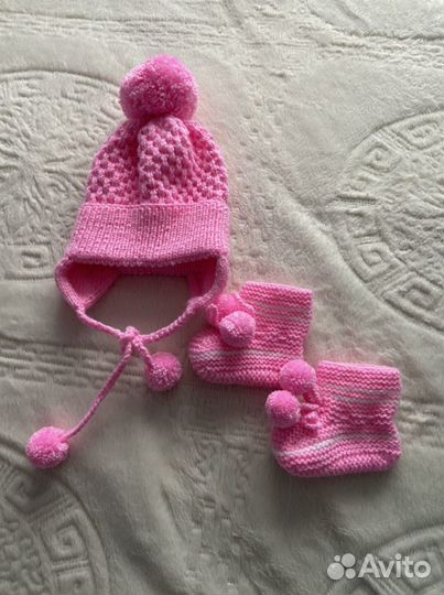 Комплект шапка, пинетки