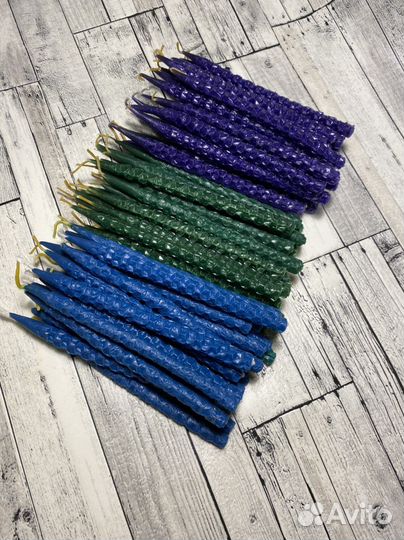 Восковые свечи черные, красные, зеленые, синие