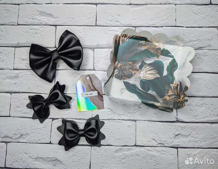 Набор банты заколки из экокожи ручной работы
