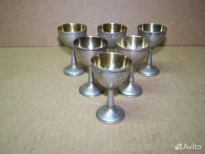 Рюмки серебряные с позолотой