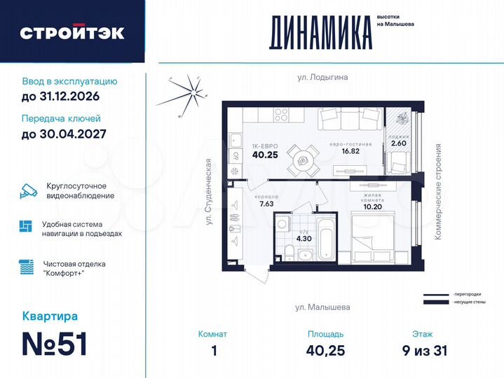 1-к. квартира, 40,3 м², 9/33 эт.