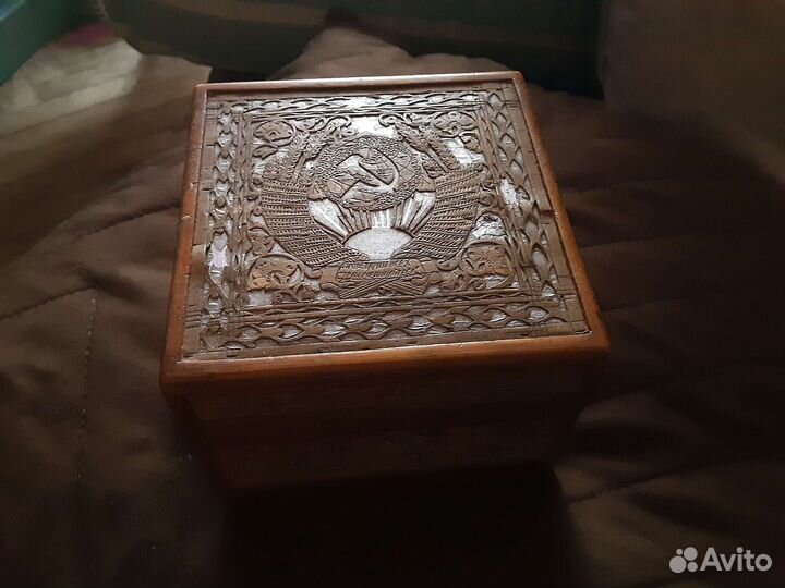 Шкатулка. Дерево, береста. СССР агитация