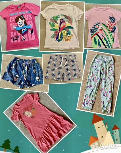 Летняя одежда для девочки пакетом 7 шт р 128-134