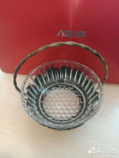 Конфетница СССР мельхиор+ хрусталь