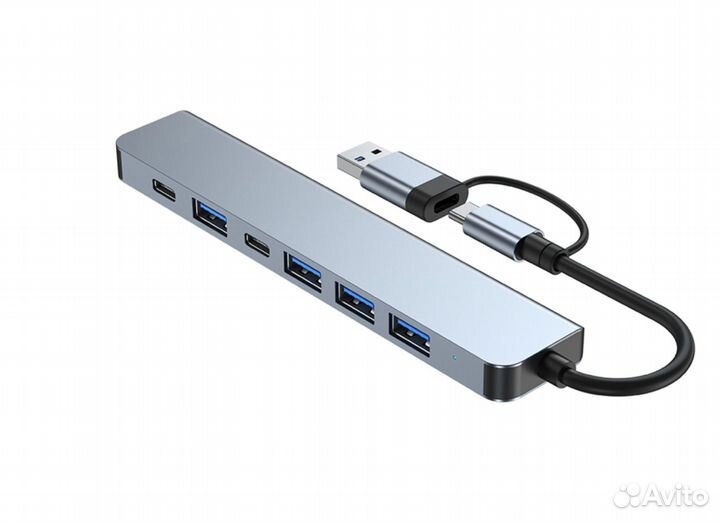 Мульти порт usb 7в1 хаб 4 USB Type-C 3,0 2.0