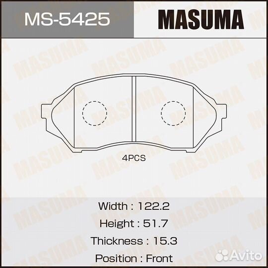 Колодки тормозные дисковые Masuma MS-5425