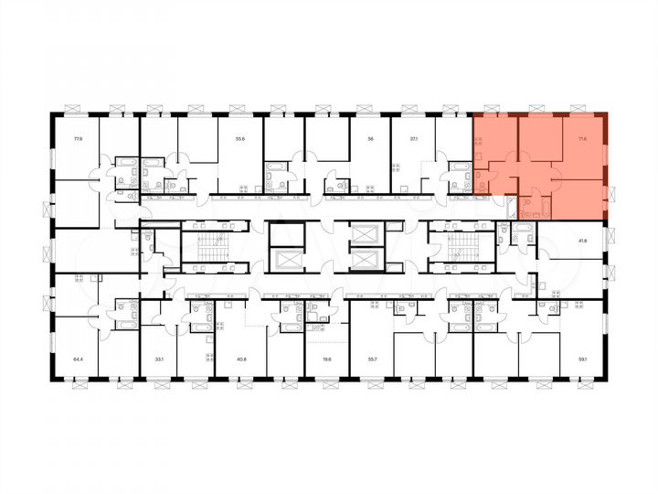 3-к. квартира, 71,7 м², 15/17 эт.