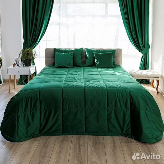 Покрывало бархат Беллиссимо изумруд