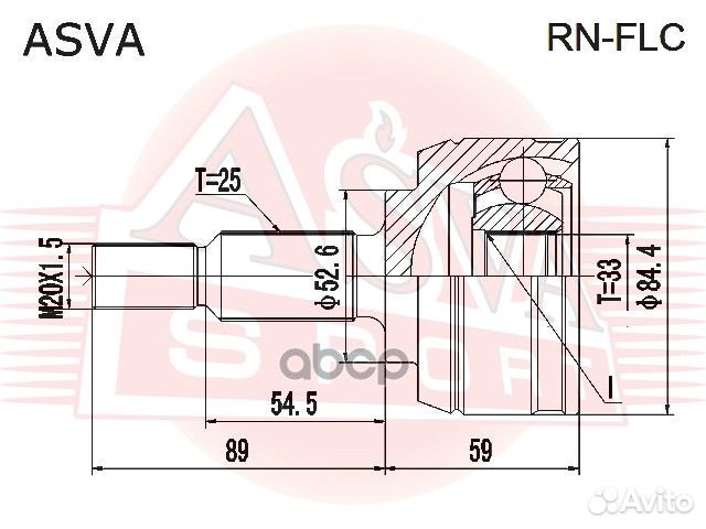 Шрус наружный 33x52.6x25 rnflc asva