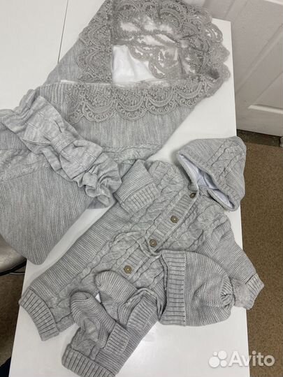 Конверт вязаный на выписку новый демисезонный