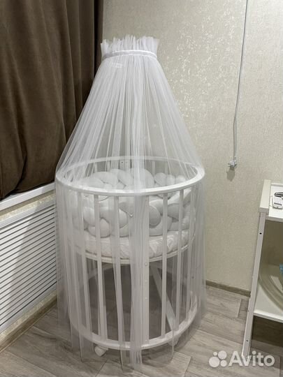 Детская кроватка трансформер круглая