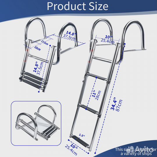Трап лестница с поручнями для катера лодки бассейн