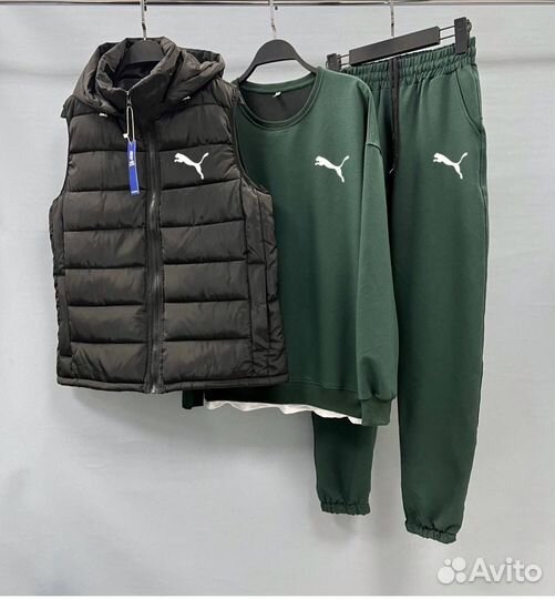 Черный спортивный костюм мужской тройка Puma