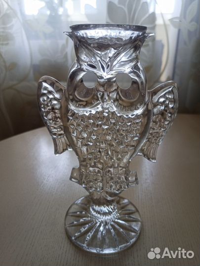 Хрустальные рюмки сапожки, сова -подсвечник