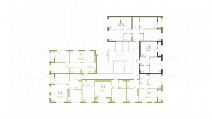 2-к. квартира, 69,6 м², 1/6 эт.