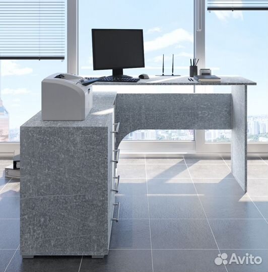 Стол компьютерный Алькор в цвете Бетон