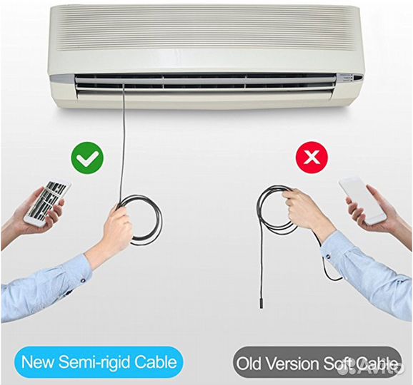 Видео Эндоскоп HD IP67 1м Жесткий и Мягкий провода