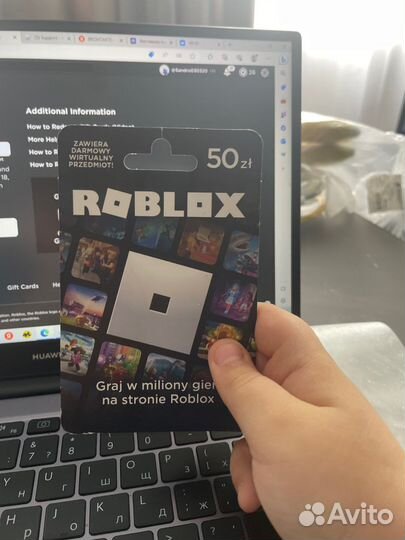 Карточка роблокс 50 злот (1000 робуксов)